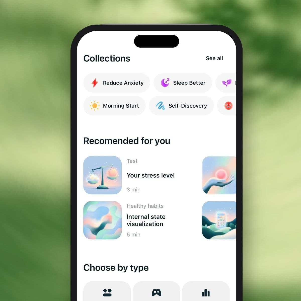 Dzeny app on a phone — practices to reduce stress