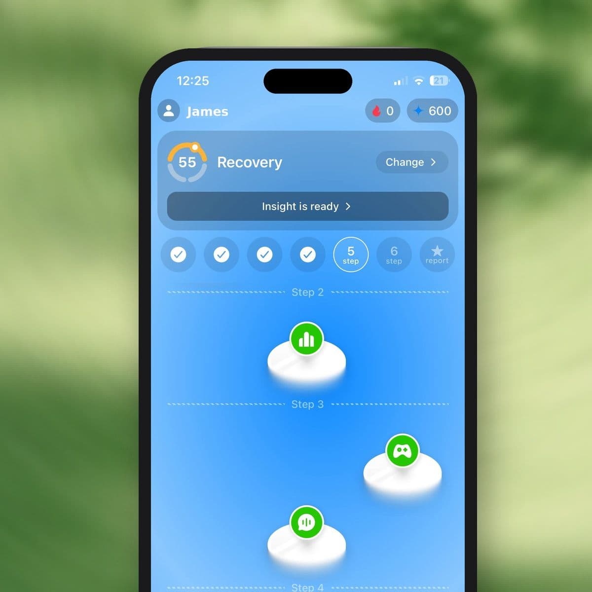 Dzeny app on a phone — burnout recovery plan