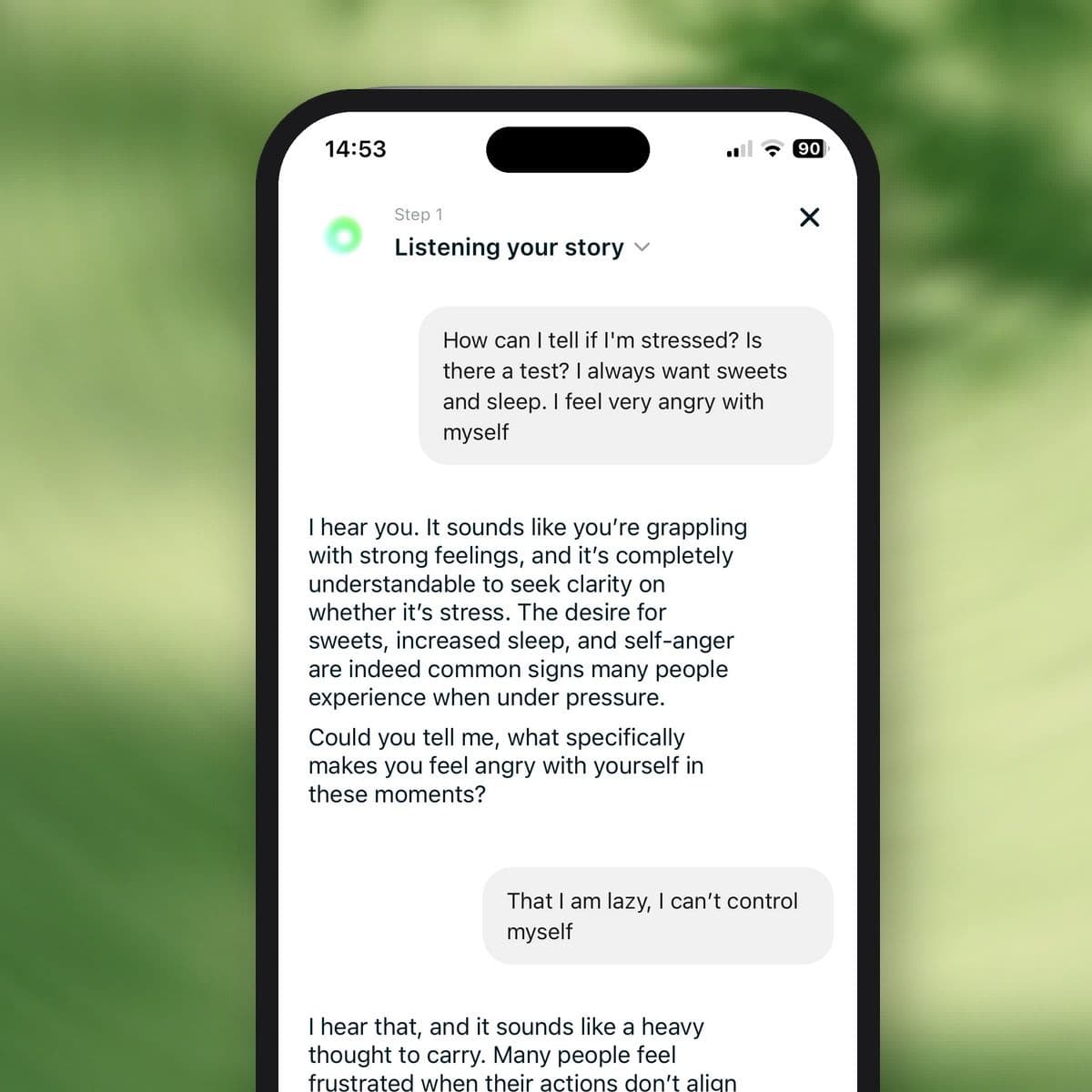 Dzeny online therapy chat on a phone